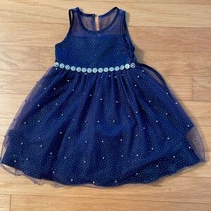 Girls American Princess Navy Sparkle Dress double tulle and satin like lining 3T